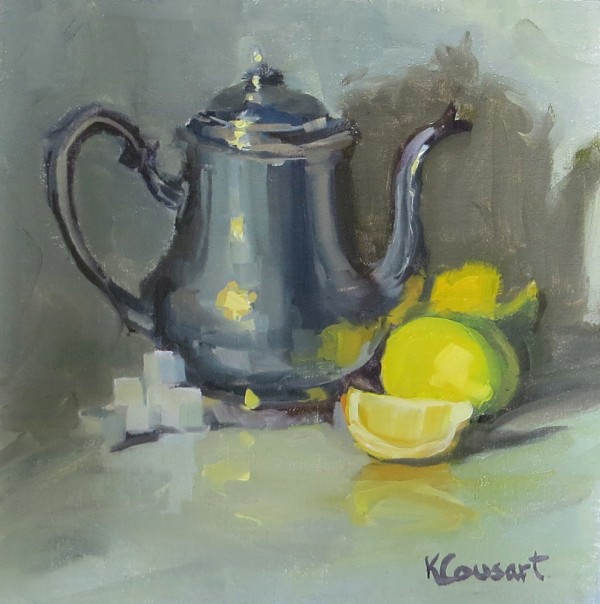 Sterling Silver Pot with Lemons and Sugar Cubes