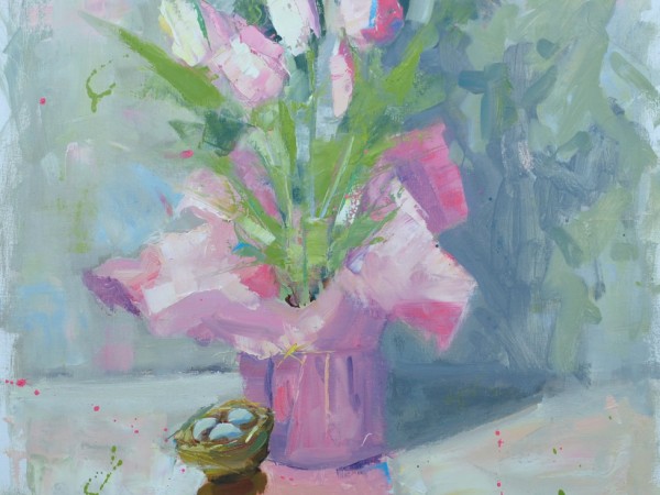 Pink Potted Tulips and Nest