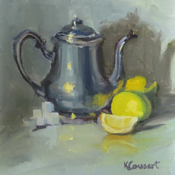 Sterling Silver Pot with Lemons and Sugar Cubes