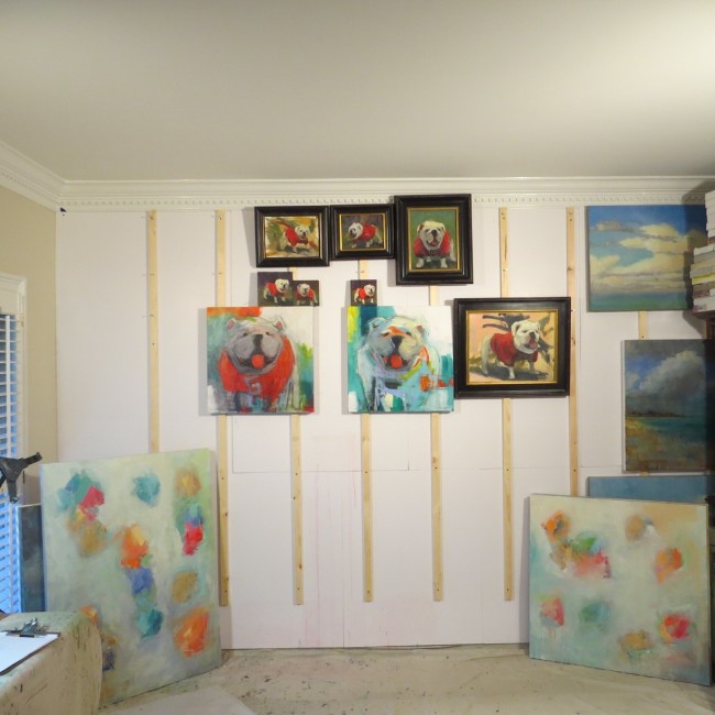 BulldogPaintingsonPaintingWall©KathyCousart